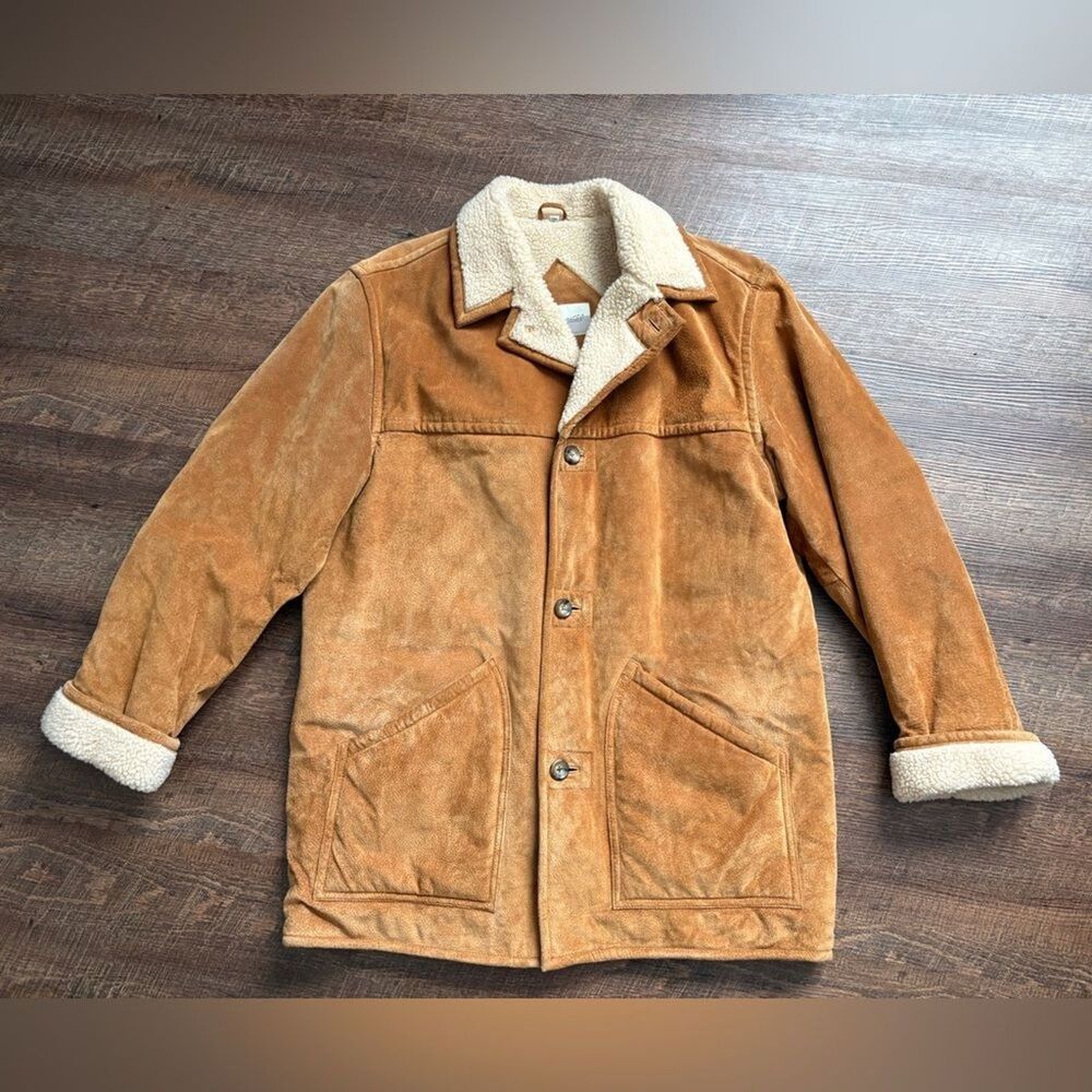 FIELDMASTER Men's suede Jacket Sherpa western Ranch coat Faux Shearling Sz M